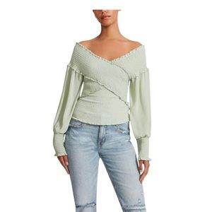 BB Dakota smocked sheer sleeve boho off the‎ shoulder top festival size large